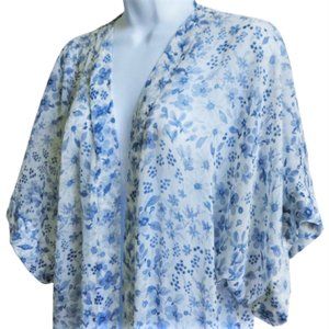 Rachel Zoe Floral Kimono Duster Large Pockets Lightweight Open Front India OS